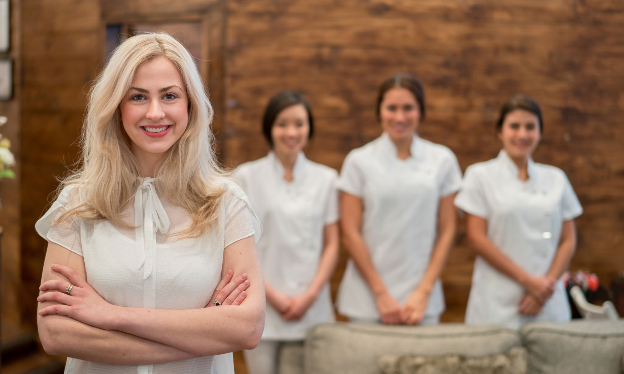 Elevation Med Spa Lone Tree Colorado spa staff wearing white ready to assist clients